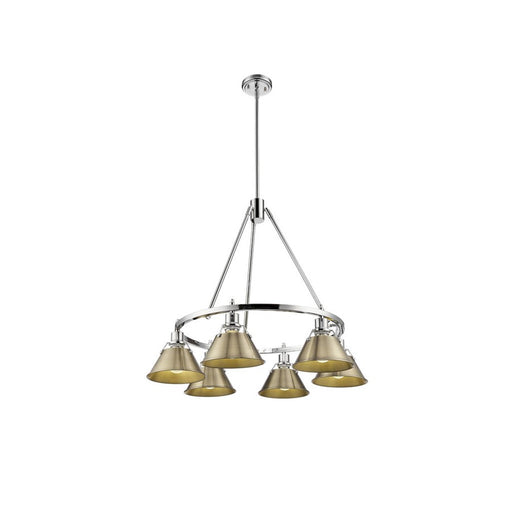 Golden Lighting Orwell 6-Light Chandelier, Chrome/Aged Brass - 3306-6CH-AB