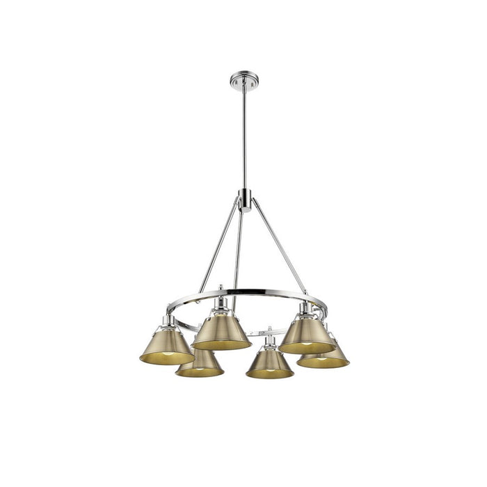 Golden Lighting Orwell 6-Light Chandelier, Chrome/Aged Brass - 3306-6CH-AB