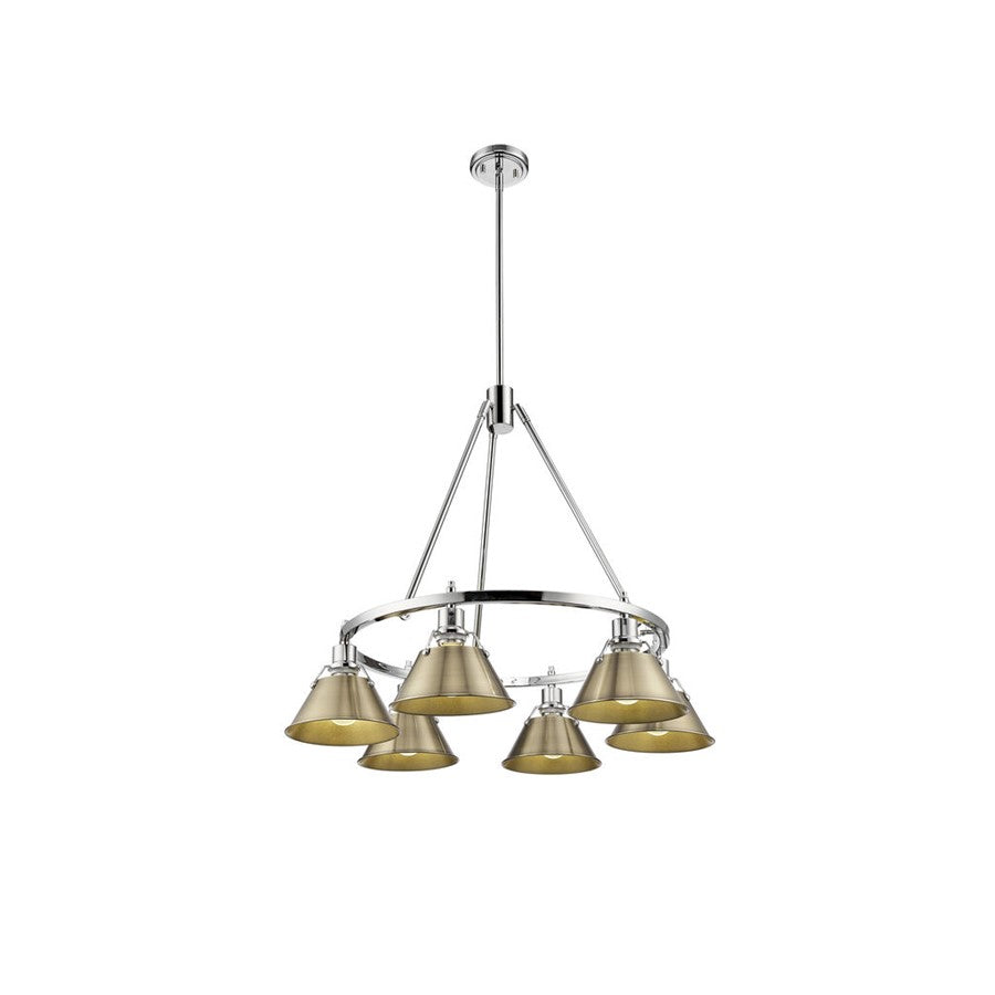 Golden Lighting Orwell 6-Light Chandelier, Chrome/Aged Brass - 3306-6CH-AB
