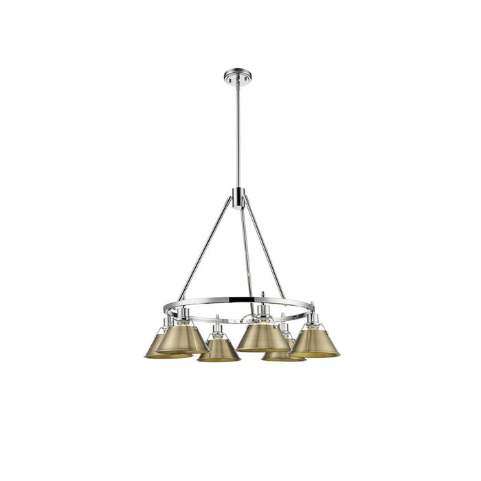 Golden Lighting Orwell 6-Light Chandelier, Chrome/Aged Brass