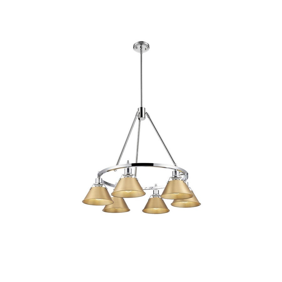 Golden Orwell 6-Light Chandelier, Chrome/Brushed Champagne Bronze - 3306-6CH-BCB