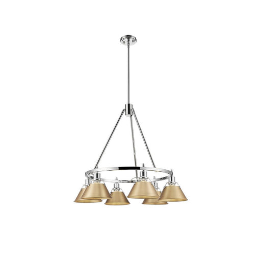 Golden Orwell 6-Light Chandelier, Chrome/Brushed Champagne Bronze