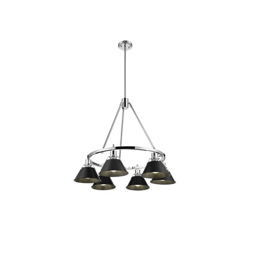 Golden Lighting Orwell 6-Light Chandelier, Chrome/Matte Black - 3306-6CH-BLK
