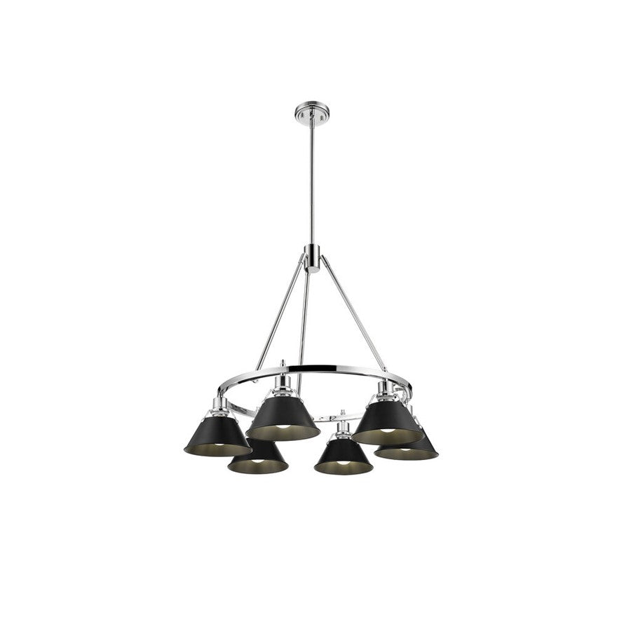 Golden Lighting Orwell 6-Light Chandelier, Chrome/Matte Black - 3306-6CH-BLK