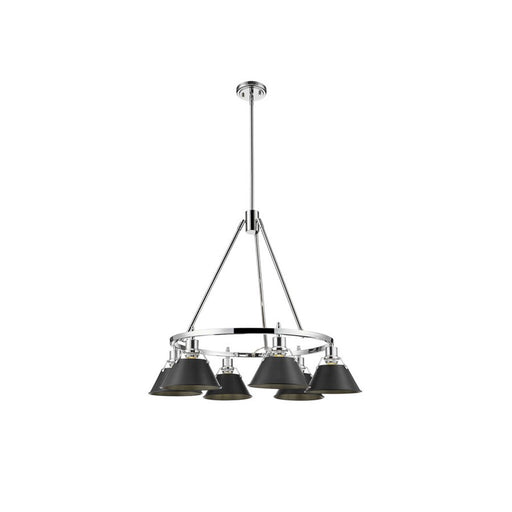 Golden Lighting Orwell 6-Light Chandelier, Chrome/Matte Black