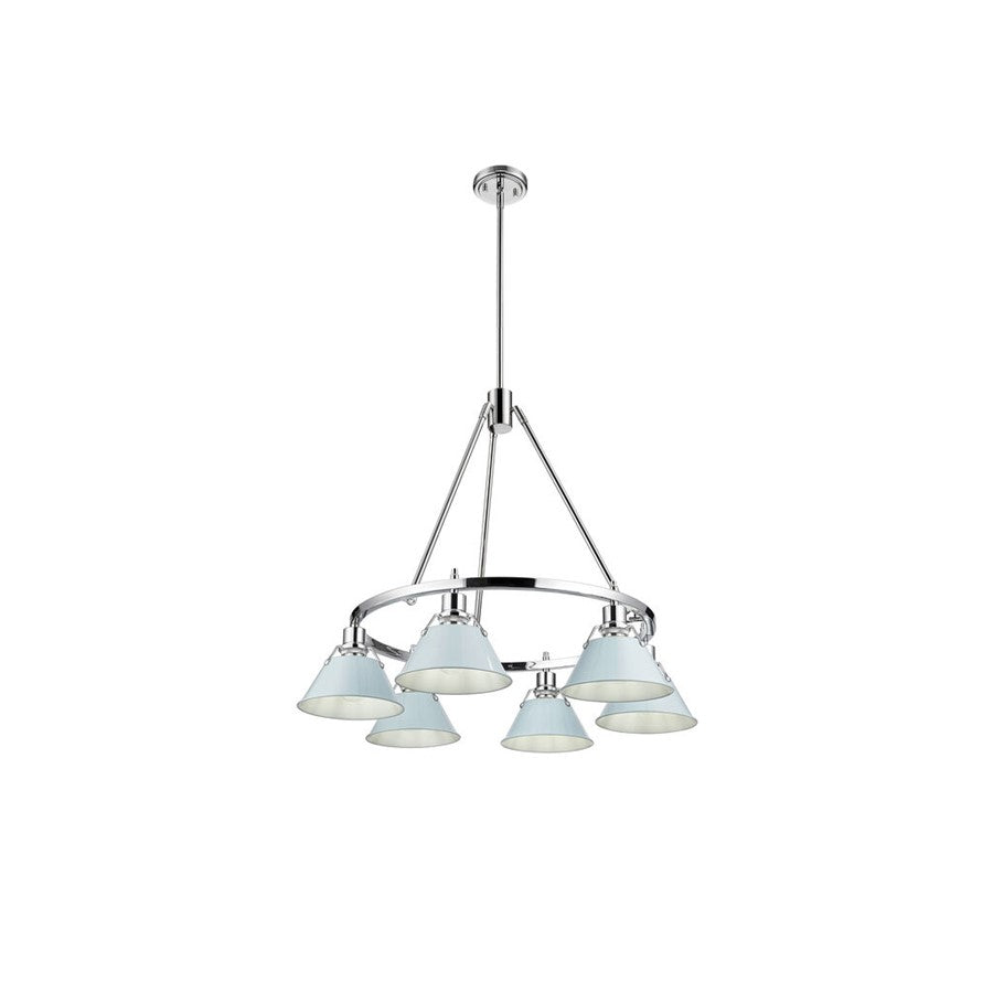 Golden Lighting Orwell 6-Light Chandelier, Chrome/Dusky Blue - 3306-6CH-DB