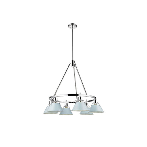 Golden Lighting Orwell 6-Light Chandelier, Chrome/Dusky Blue