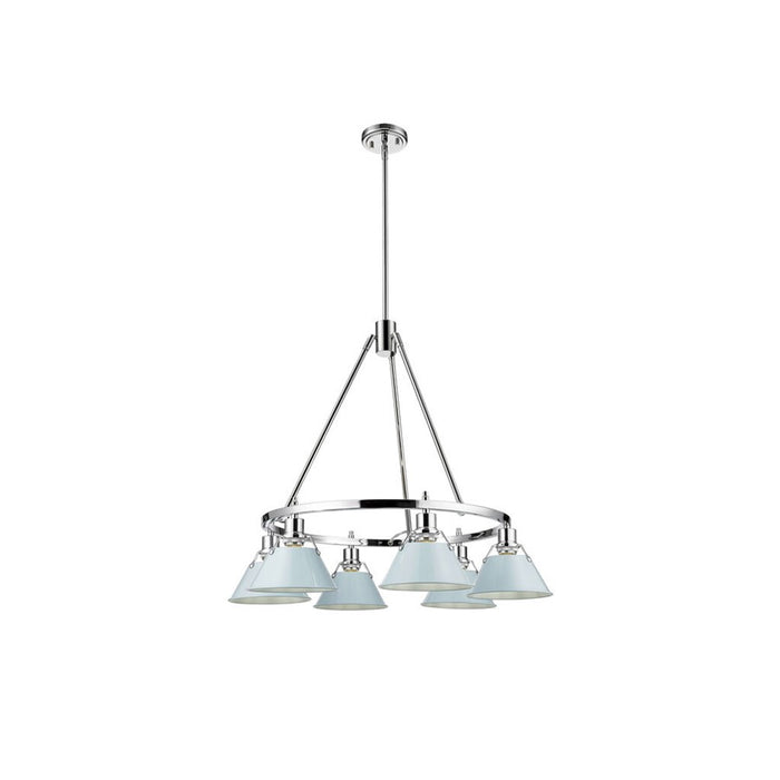 Golden Lighting Orwell 6-Light Chandelier, Chrome/Dusky Blue