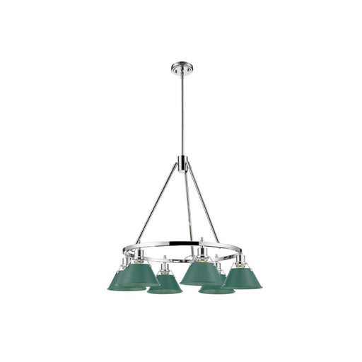 Golden Lighting Orwell 6-Light Chandelier, Chrome/Pine Green - 3306-6CH-GN