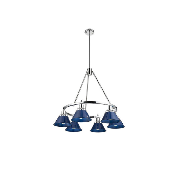 Golden Lighting Orwell 6-Light Chandelier, Chrome/Matte Navy - 3306-6CH-NVY