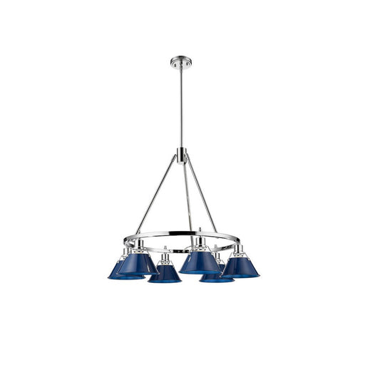 Golden Lighting Orwell 6-Light Chandelier, Chrome/Matte Navy