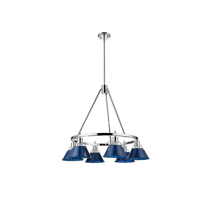 Golden Lighting Orwell 6-Light Chandelier, Chrome/Matte Navy
