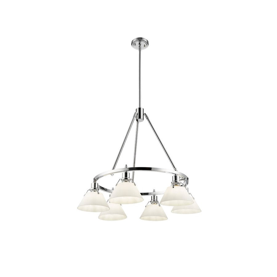 Golden Lighting Orwell 6-Light Chandelier, Chrome/Opal Glass - 3306-6CH-OP