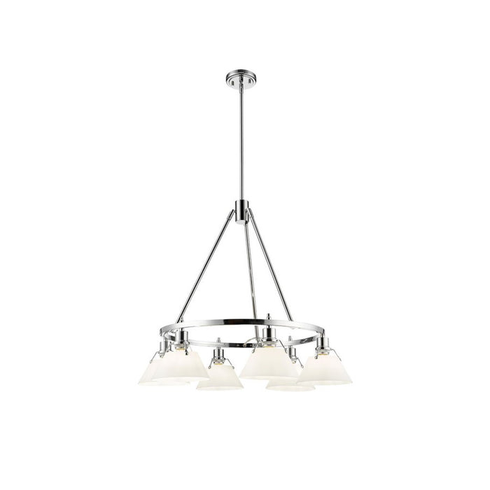 Golden Lighting Orwell 6-Light Chandelier, Chrome/Opal Glass