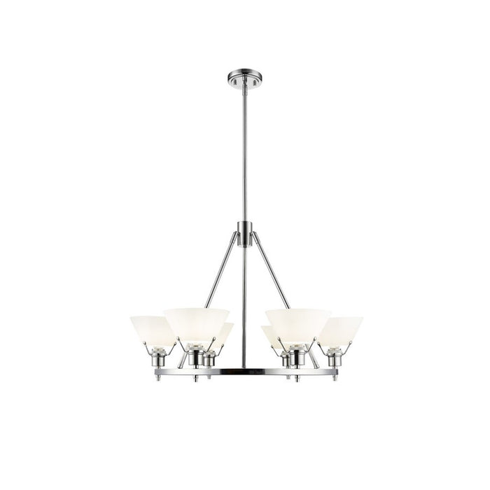 Golden Lighting Orwell 6-Light Chandelier, Chrome/Opal Glass