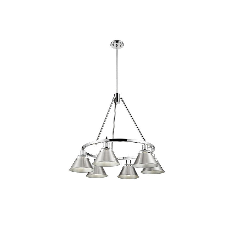 Golden Lighting Orwell 6-Light Chandelier, Chrome/Pewter - 3306-6CH-PW