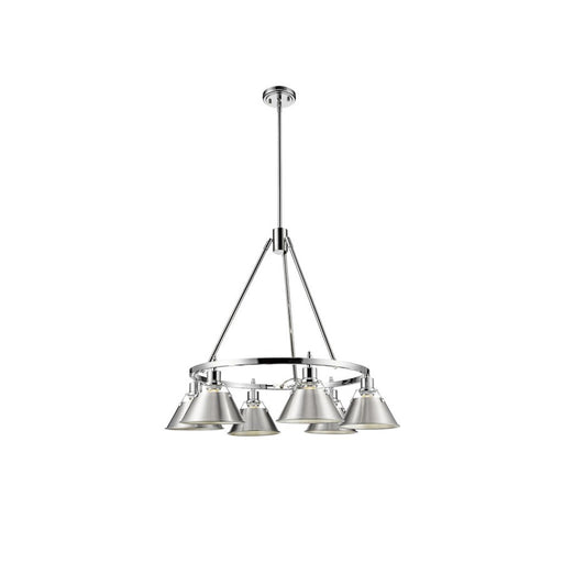 Golden Lighting Orwell 6-Light Chandelier, Chrome/Pewter