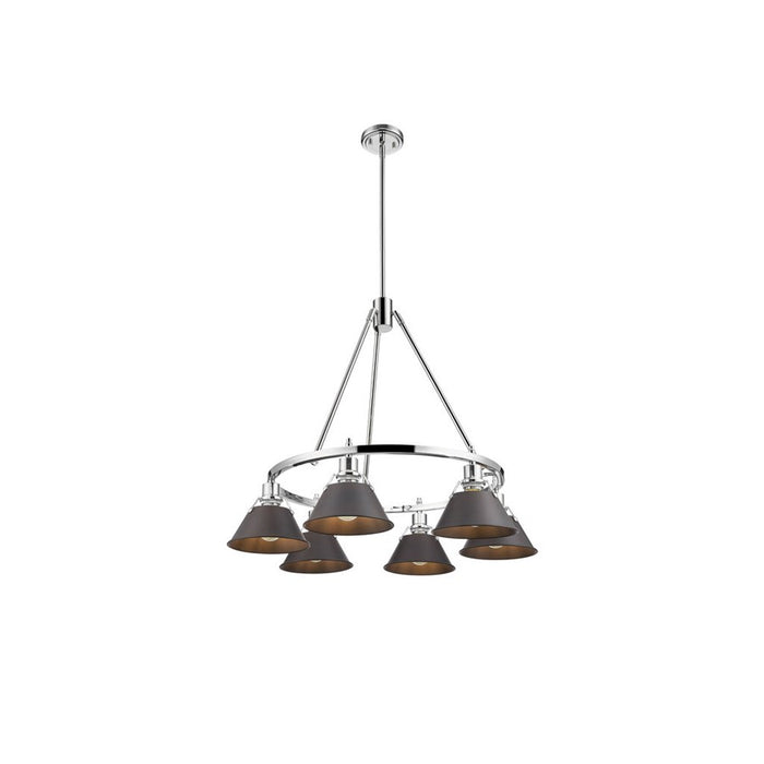Golden Lighting Orwell 6-Light Chandelier, Chrome/Rubbed Bronze - 3306-6CH-RBZ