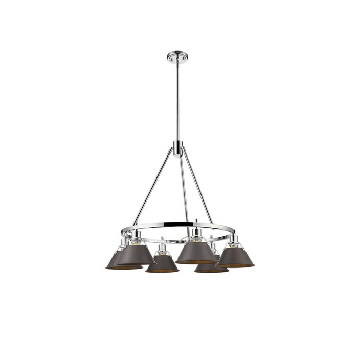 Golden Lighting Orwell 6-Light Chandelier, Chrome/Rubbed Bronze