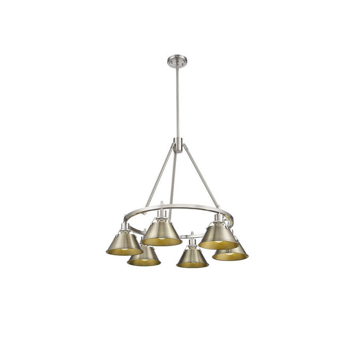 Golden Lighting Orwell 6-Light Chandelier, Pewter/Aged Brass - 3306-6PW-AB