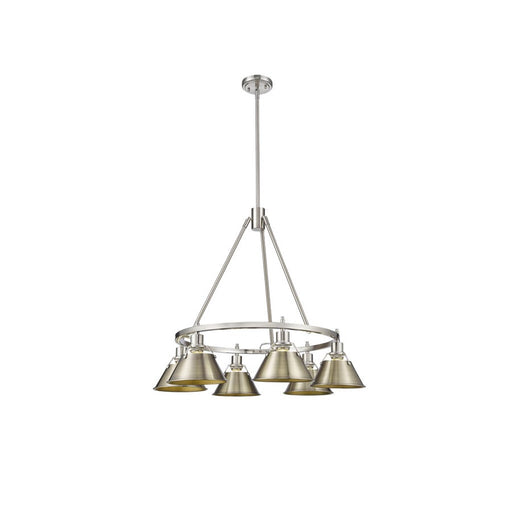 Golden Lighting Orwell 6-Light Chandelier, Pewter/Aged Brass