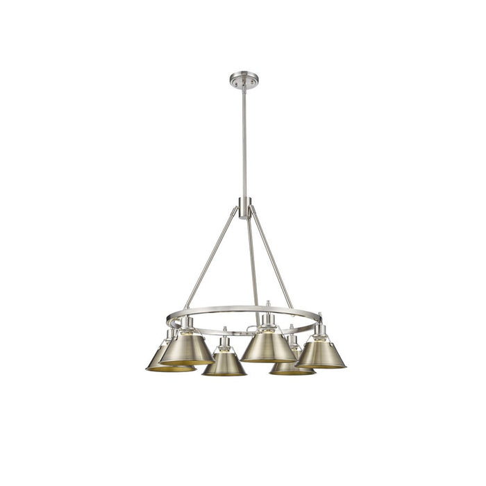 Golden Lighting Orwell 6-Light Chandelier, Pewter/Aged Brass