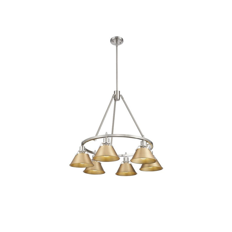 Golden Orwell 6-Light Chandelier, Pewter/Brushed Champagne Bronze - 3306-6PW-BCB