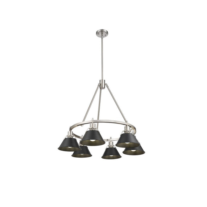 Golden Lighting Orwell 6-Light Chandelier, Pewter/Matte Black - 3306-6PW-BLK