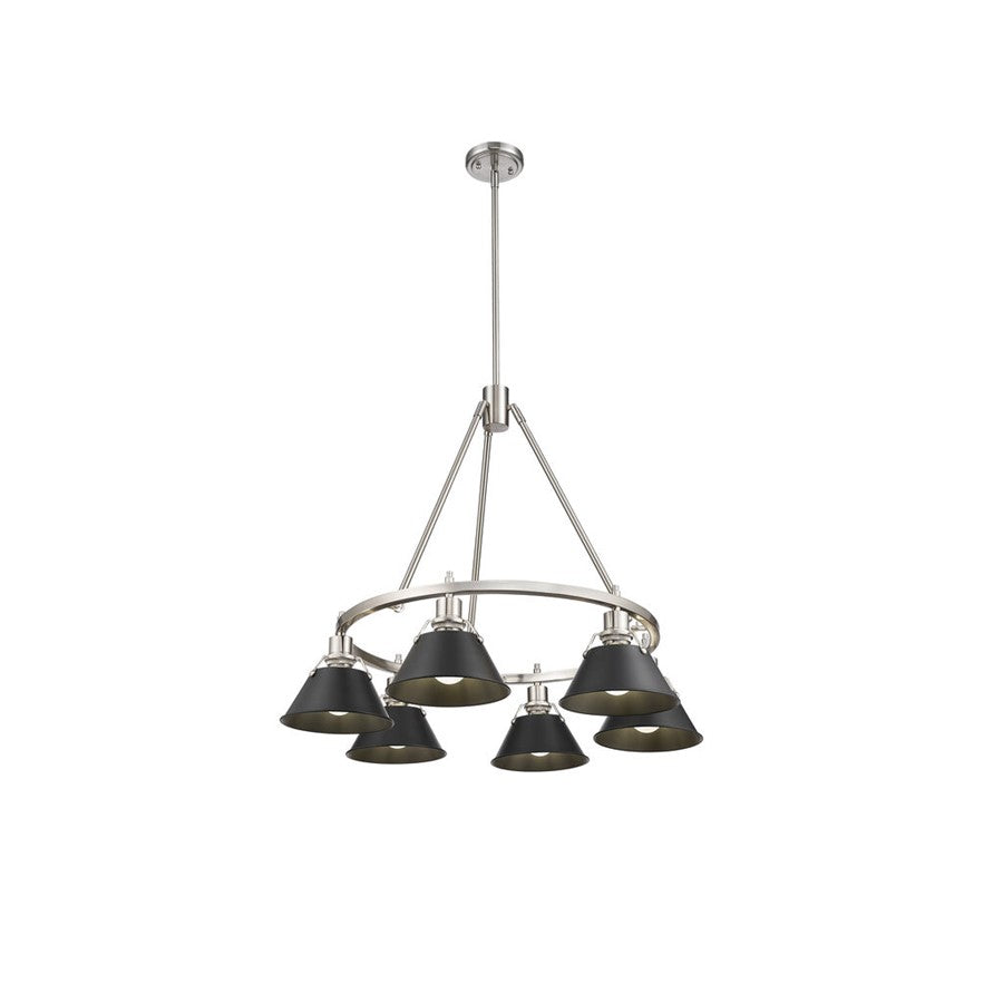 Golden Lighting Orwell 6-Light Chandelier, Pewter/Matte Black - 3306-6PW-BLK