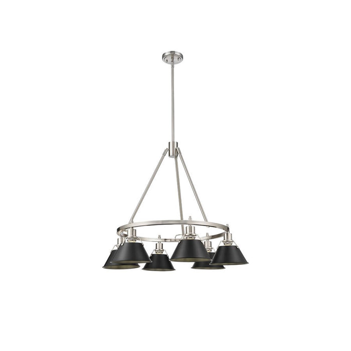 Golden Lighting Orwell 6-Light Chandelier, Pewter/Matte Black