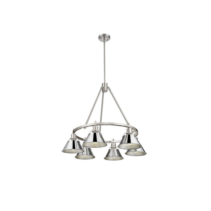 Golden Lighting Orwell 6-Light Chandelier, Pewter/Chrome - 3306-6PW-CH