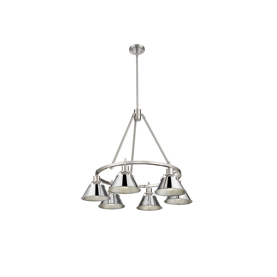 Golden Lighting Orwell 6-Light Chandelier, Pewter/Chrome - 3306-6PW-CH
