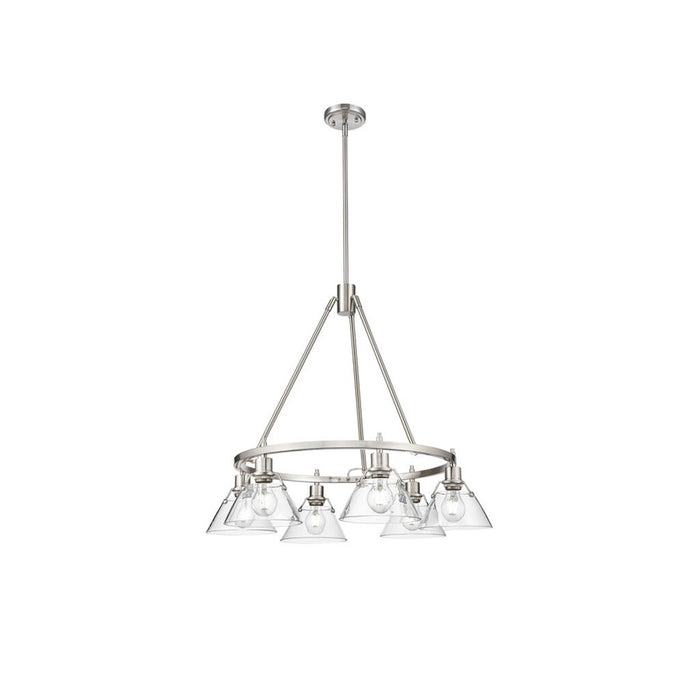 Golden Lighting Orwell 6-Light Chandelier, Pewter/Clear Glass