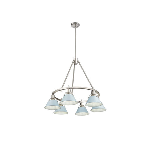 Golden Lighting Orwell 6-Light Chandelier, Pewter/Dusky Blue - 3306-6PW-DB