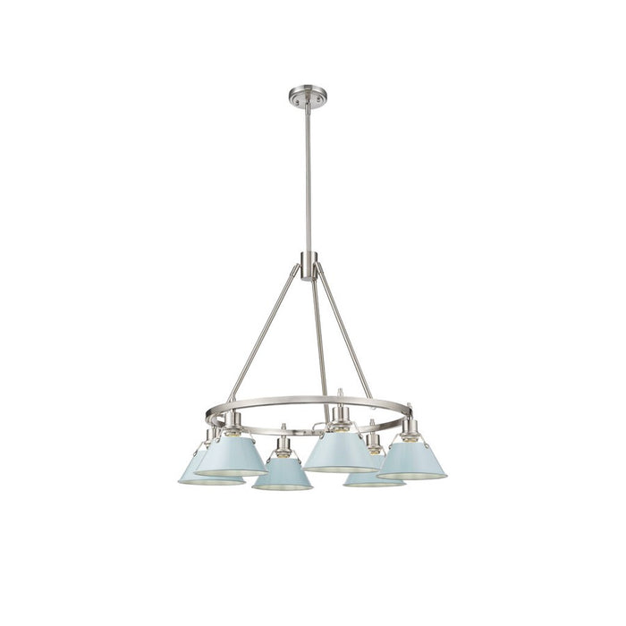 Golden Lighting Orwell 6-Light Chandelier, Pewter/Dusky Blue