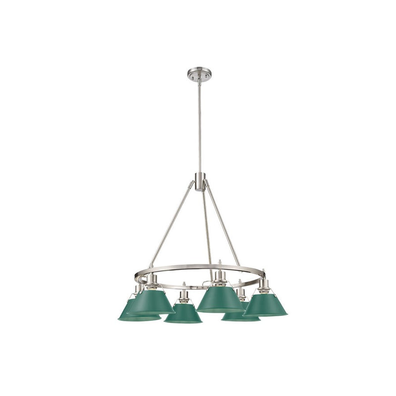 Golden Lighting Orwell 6-Light Chandelier, Pewter/Pine Green - 3306-6PW-GN