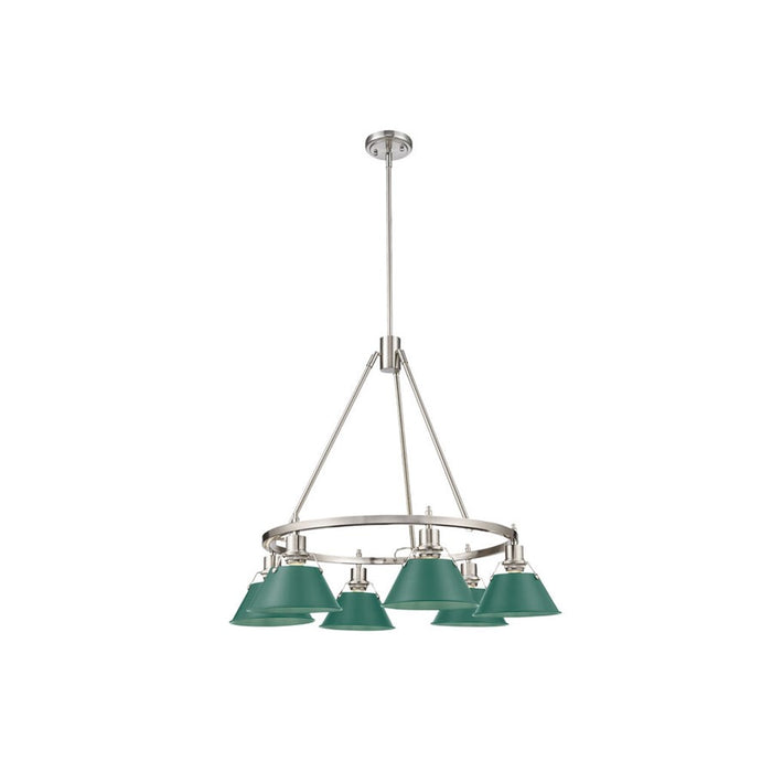 Golden Lighting Orwell 6-Light Chandelier, Pewter/Pine Green - 3306-6PW-GN