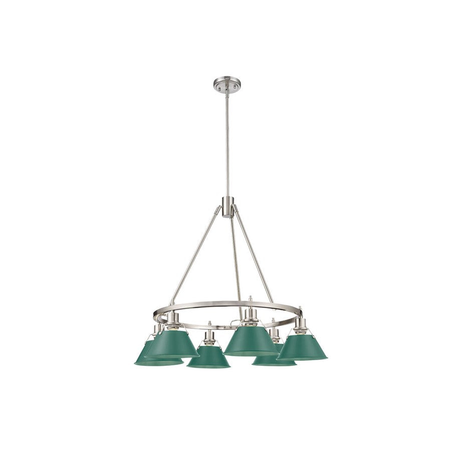 Golden Lighting Orwell 6-Light Chandelier, Pewter/Pine Green - 3306-6PW-GN