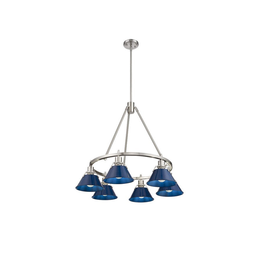 Golden Lighting Orwell 6-Light Chandelier, Pewter/Matte Navy - 3306-6PW-NVY