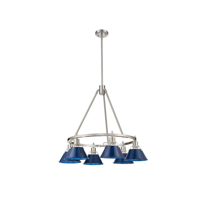 Golden Lighting Orwell 6-Light Chandelier, Pewter/Matte Navy