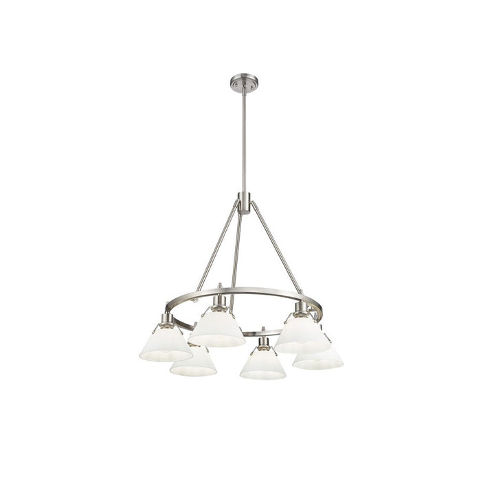 Golden Lighting Orwell 6-Light Chandelier, Pewter/Opal Glass - 3306-6PW-OP