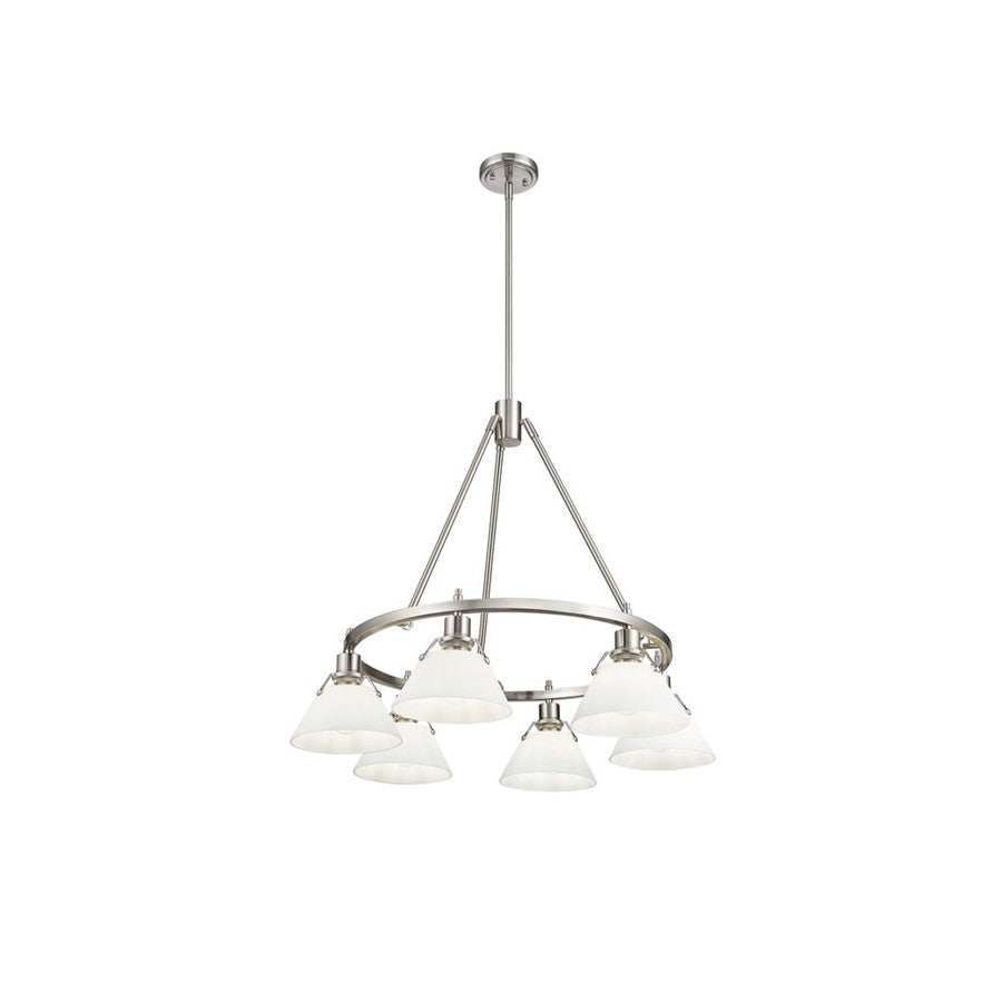Golden Lighting Orwell 6-Light Chandelier, Pewter/Opal Glass - 3306-6PW-OP