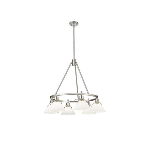 Golden Lighting Orwell 6-Light Chandelier, Pewter/Opal Glass