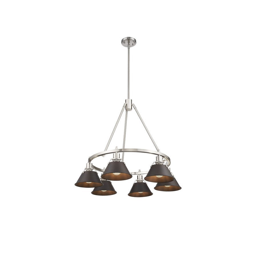Golden Lighting Orwell 6-Light Chandelier, Pewter/Rubbed Bronze - 3306-6PW-RBZ