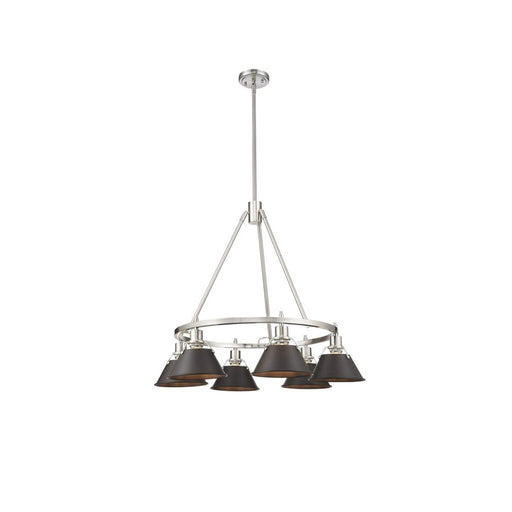Golden Lighting Orwell 6-Light Chandelier, Pewter/Rubbed Bronze