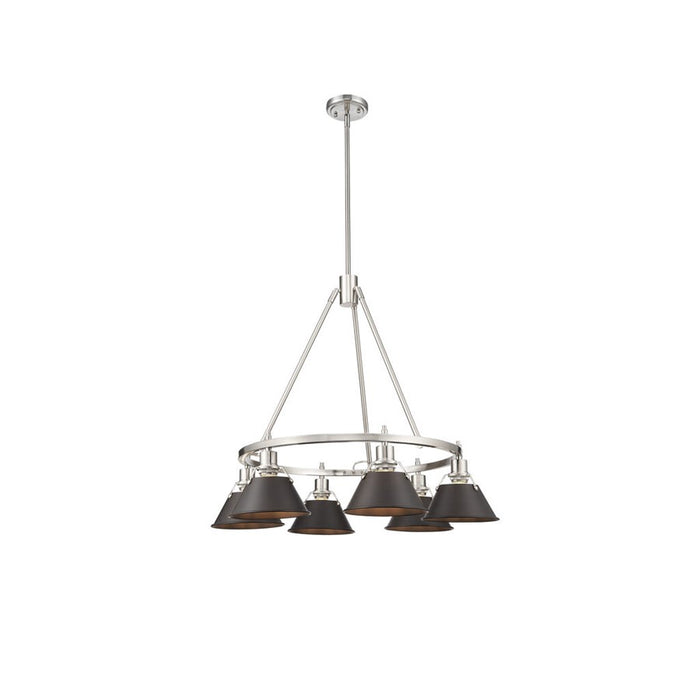 Golden Lighting Orwell 6-Light Chandelier, Pewter/Rubbed Bronze