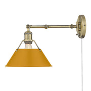 Golden Lighting Orwell 10in 1-Light Swing Arm Wall Lamp | Industrial Aged Brass and Auric Yellow Steel | Bedroom & Home Office | Model 3306-A1W AB-AY
