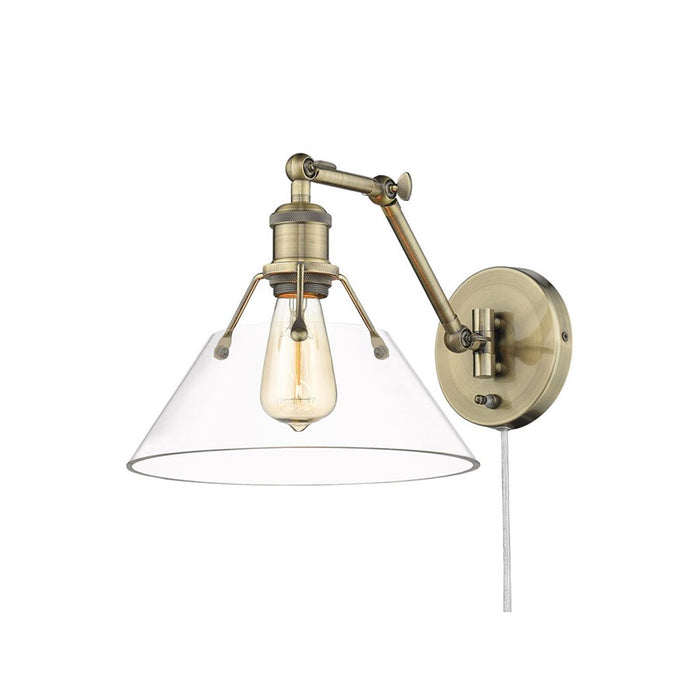Golden Orwell Articulating Wall Sconce, Aged Brass/Clear Glass