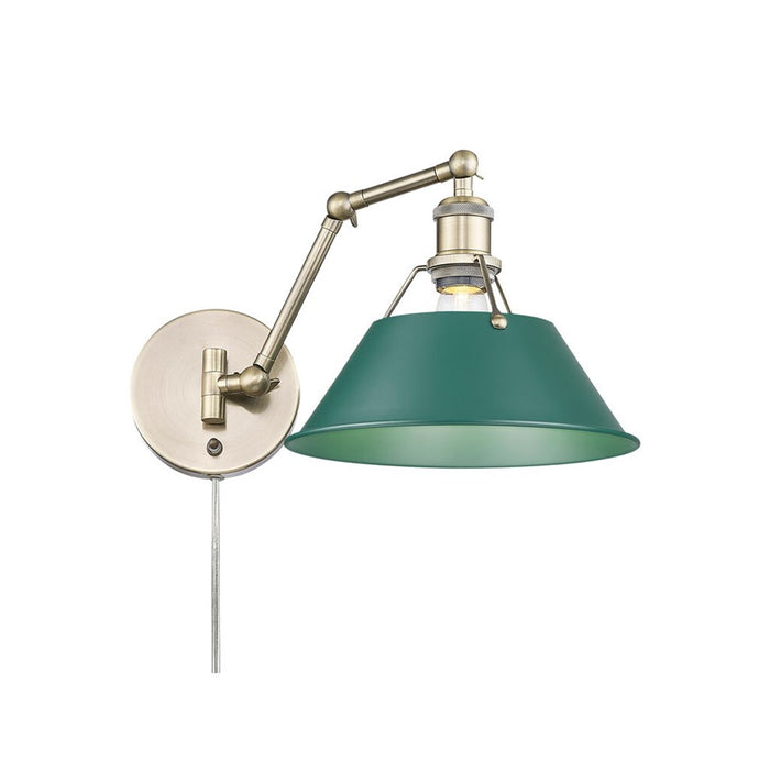 Golden Orwell Articulating Wall Sconce, Aged Brass/Pine Green