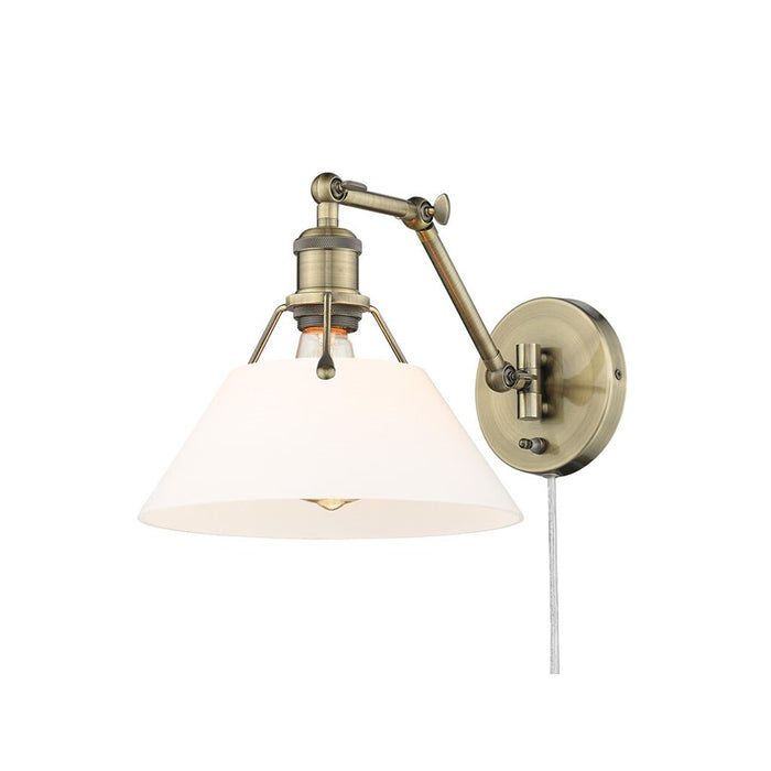 Golden Orwell Articulating Wall Sconce, Aged Brass/Opal Glass